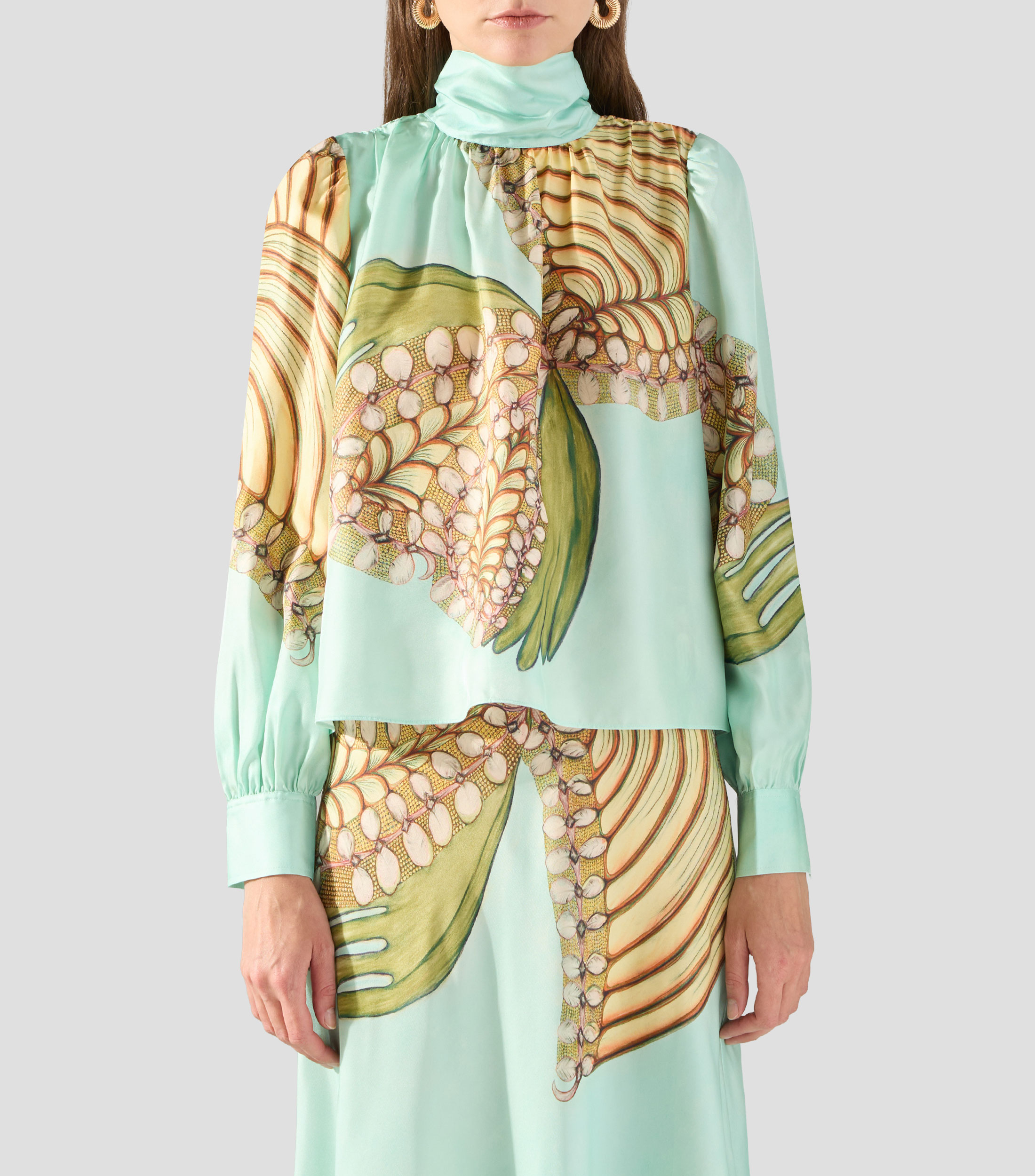 Blusa estampada manga larga Mujer
